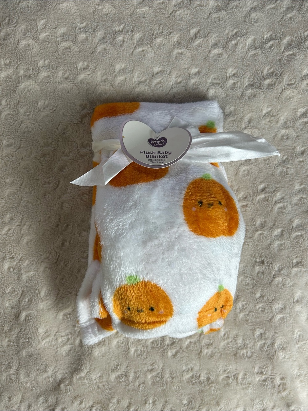Parent's Choice Halloween Pumpkins Baby Blanket Orange White Soft Lovey